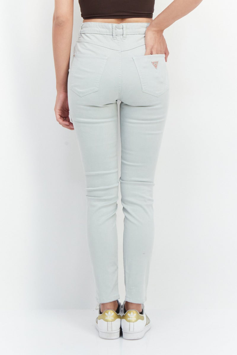 GUESS Women Skinny Fit Solid Denim Jeans, Mint Green - Image 2